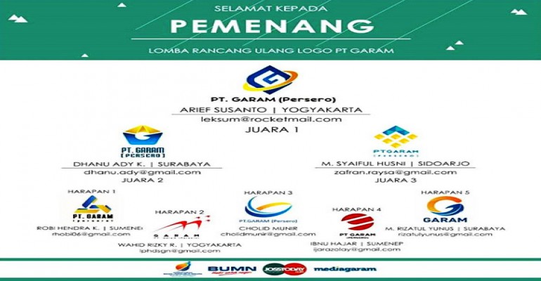 Pemenang Lomba Rancang Ulang Logo PT. Garam (Persero) 
